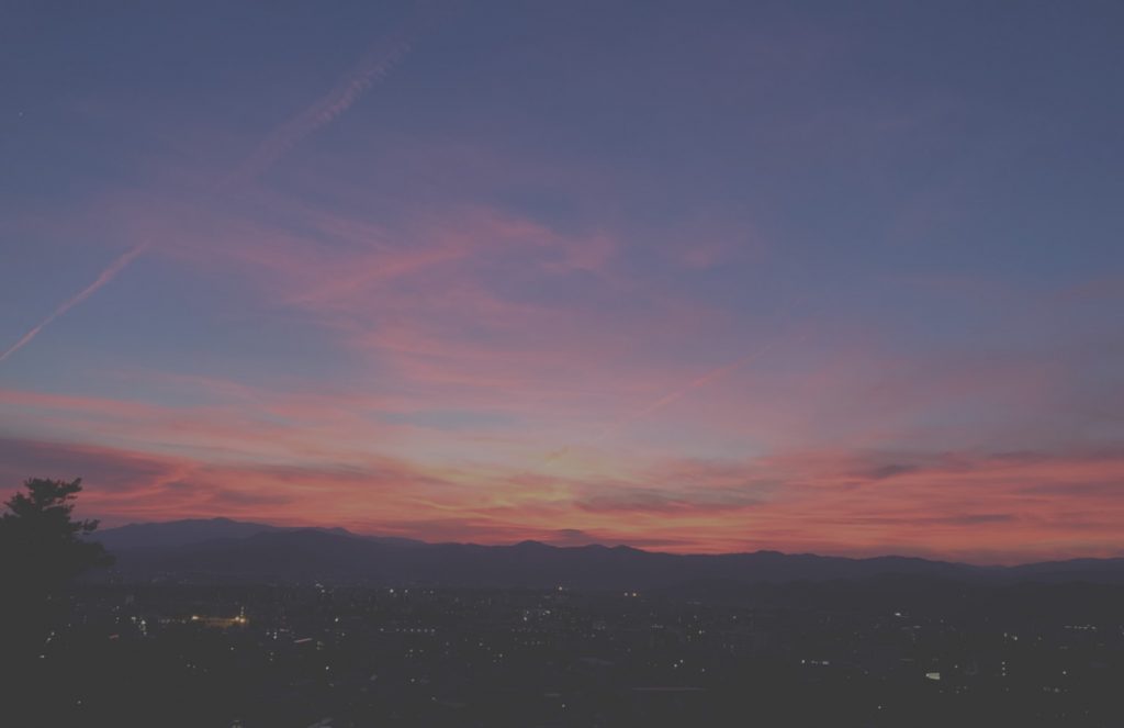 夕日,７月の空